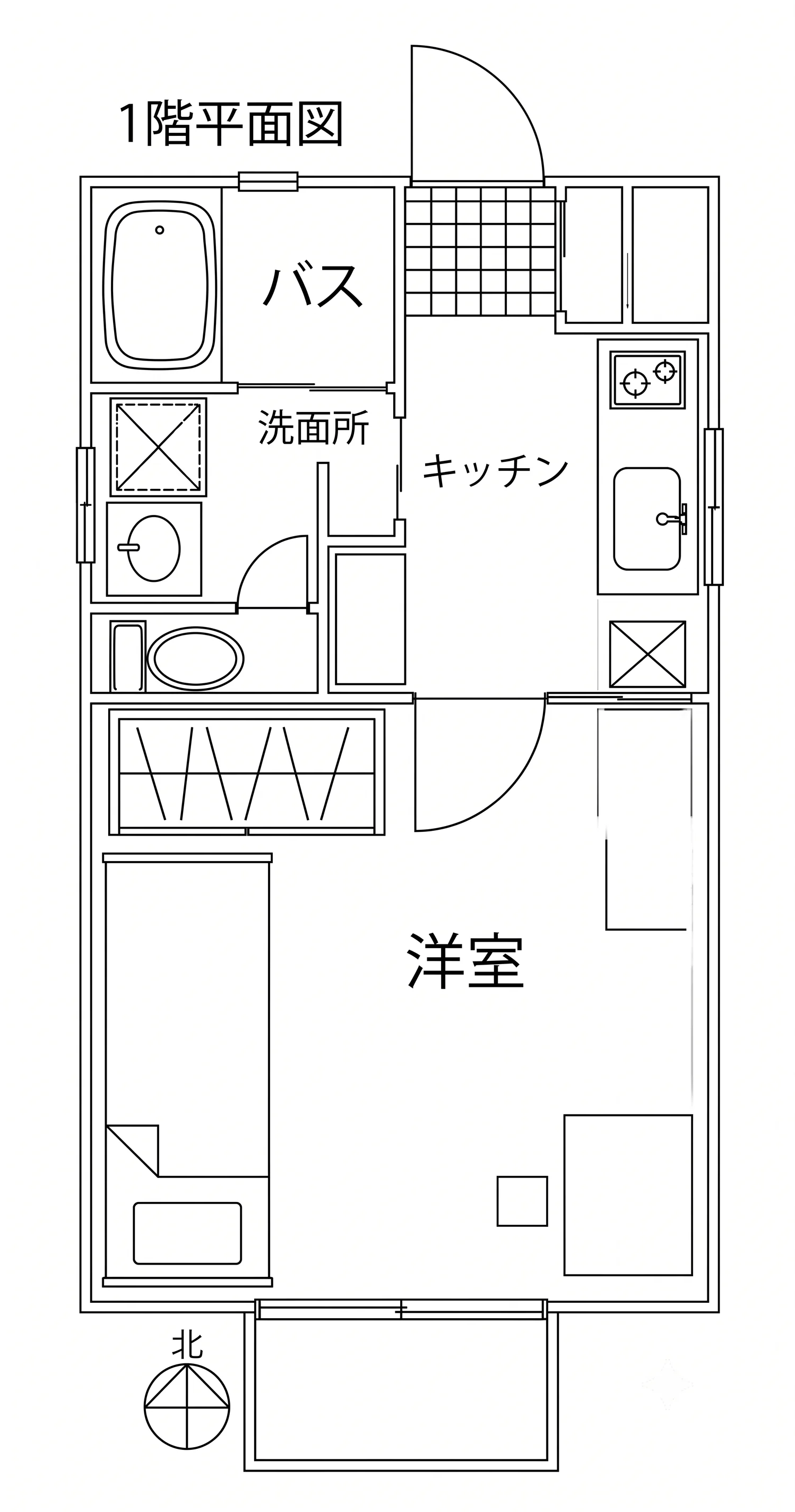 Minka西棟の1DK 7帖間取り図